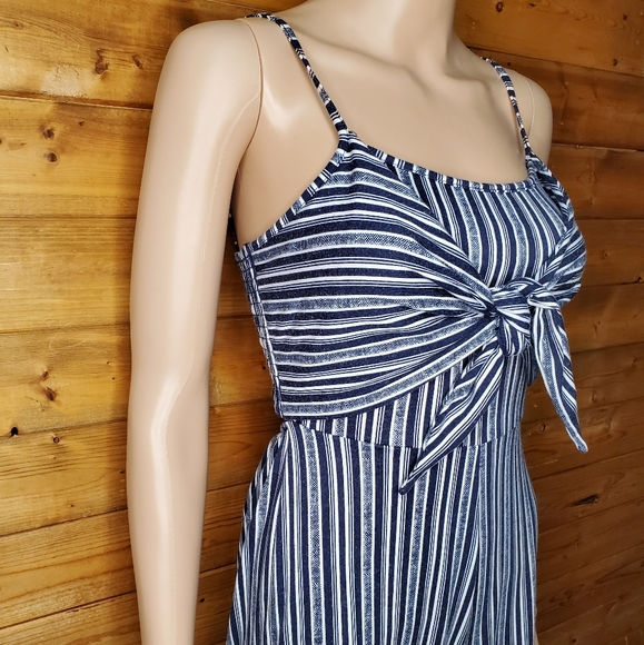 ♥️ Derek heart Jumpsuit black&white striped print tie spaghetti straps Size S - Picture 5 of 7